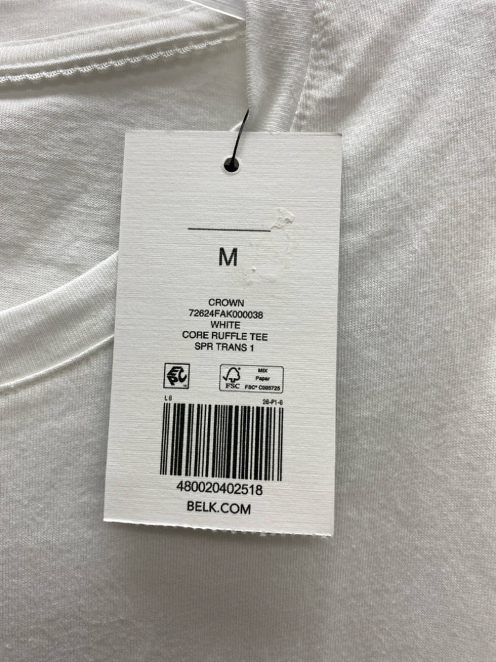 NWT Crown &amp; Ivy Size M White Puff Sleeve Ladies Top