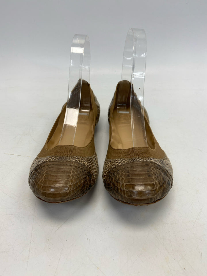 Tory Burch  Size 7.5 Brown Tan Snakeskin(s) Flats