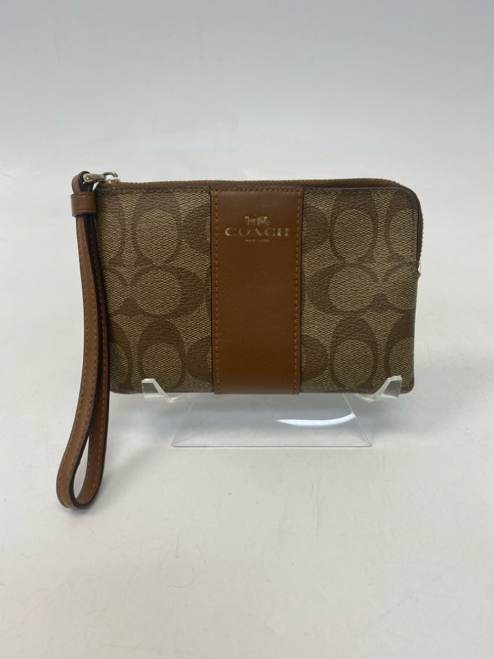Coach Brown Logo Wristlet