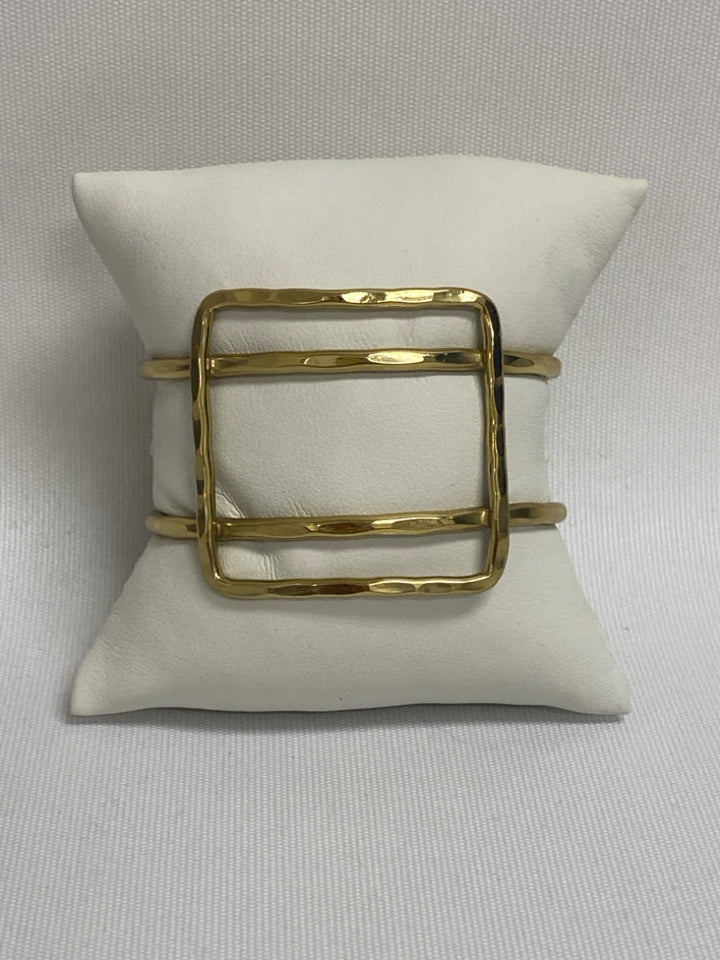 Rustic Cuff Gold Color Hammered Bracelet