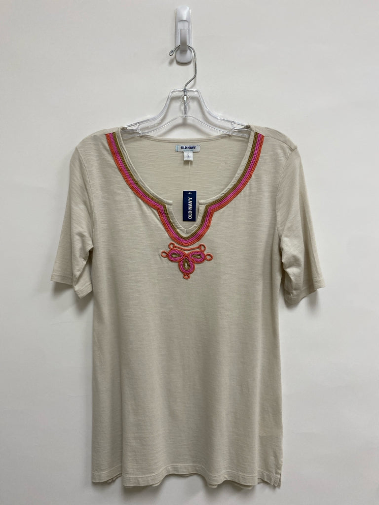 NWT Old Navy Size S Beige Coral/Pink Trimmed Ladies Top