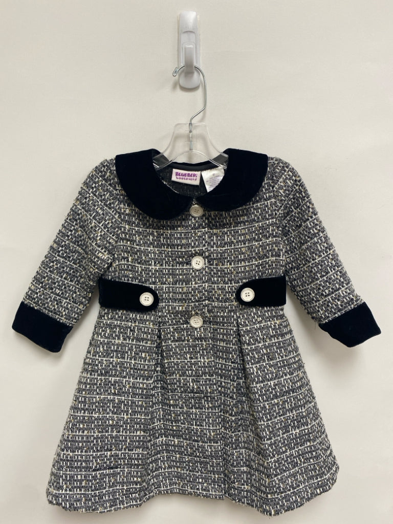 SIZE 2T Black White Woven Button Up Girl&