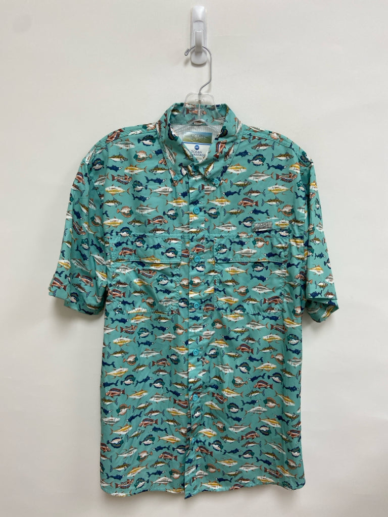 Ocean + Coast Size S Seafoam Multi Color Fish Button Up Men&