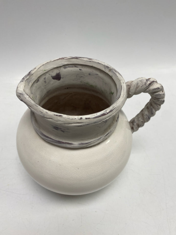 White Distressed Ceramic Pitcher