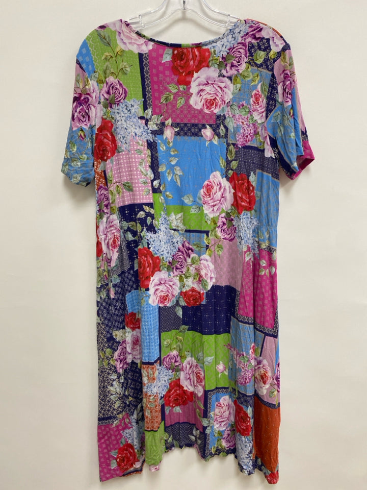 JOHNNY WAS Size M White Multi Color Ladies Dress