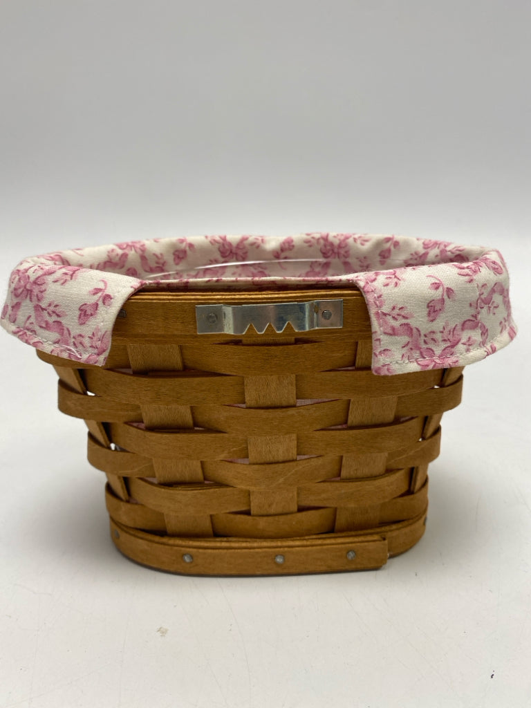 Longaberger Brown Pink/Cream Basket