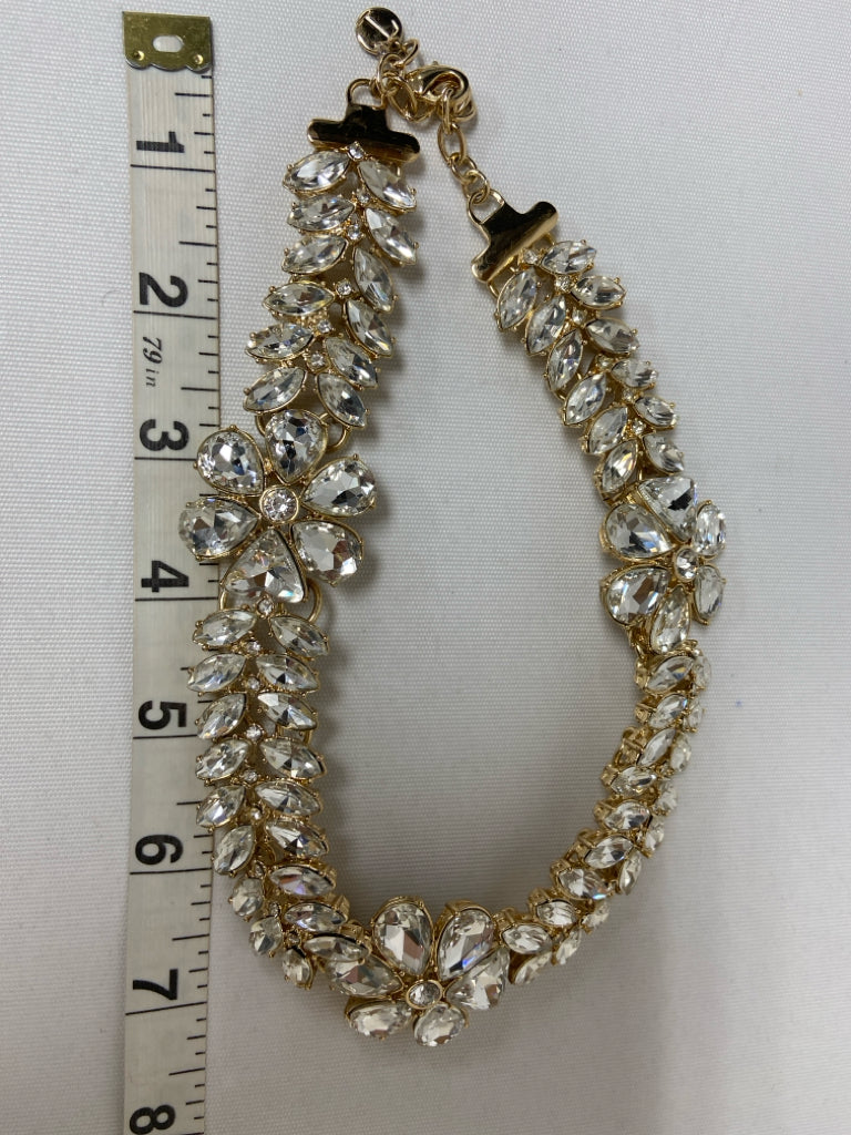 Talbots Gold Color Clear Flowers Necklace