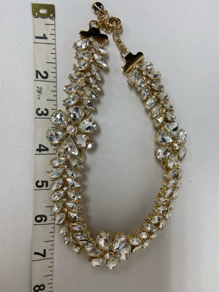 Talbots Gold Color Clear Flowers Necklace