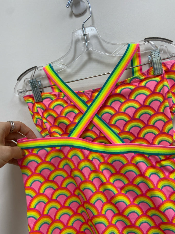 Lands End SIZE 14 Pink/Orange Green/Blue Rainbows Girl&