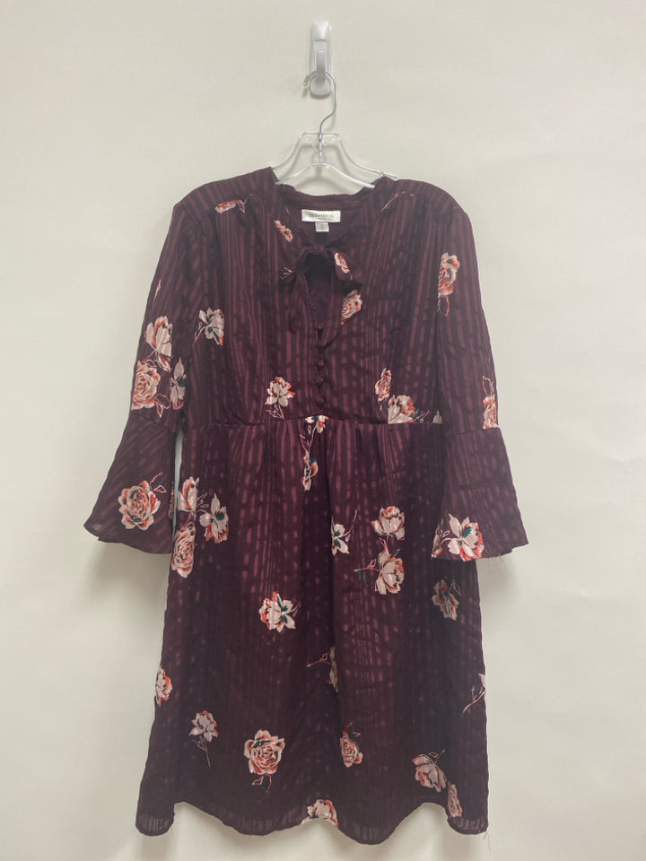 Motherhood Size XL Burgundy Pink/Green Flowers Maternity Dress
