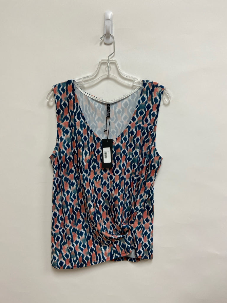 NWT Viereck Size XL Blue Pink/White Sleeveless Ladies Top
