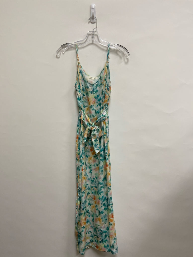 Cloth &amp; Stone Size XS White/Peach Teal Blue Sleeveless Ladies Dress
