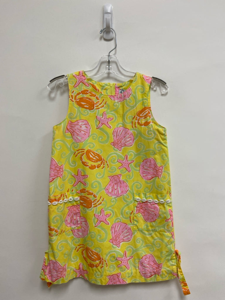 LILLY PULITZER SIZE 6X Yellow Pink/Orange Shells Sleeveless Girl&