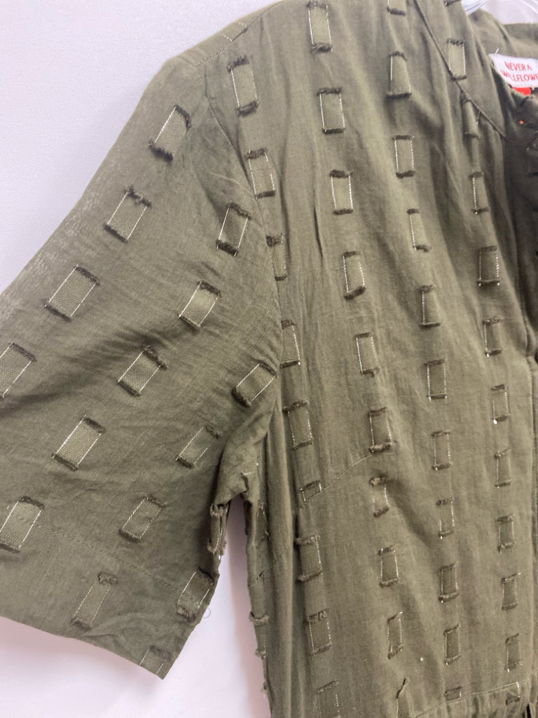 Size M Dark Olive Texture Maxi Ladies Dress