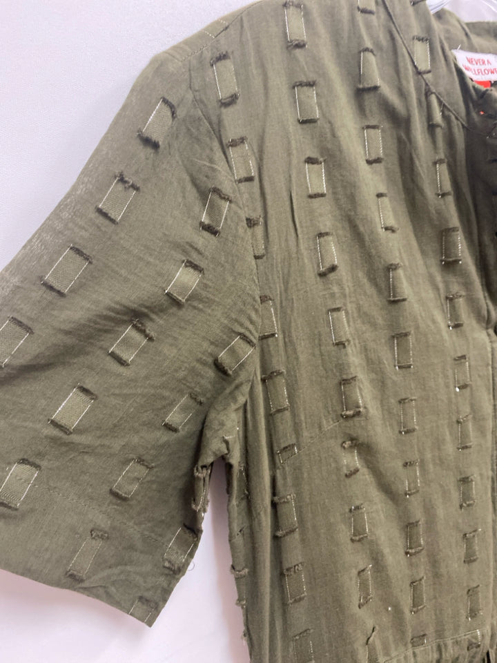 Size M Dark Olive Texture Maxi Ladies Dress