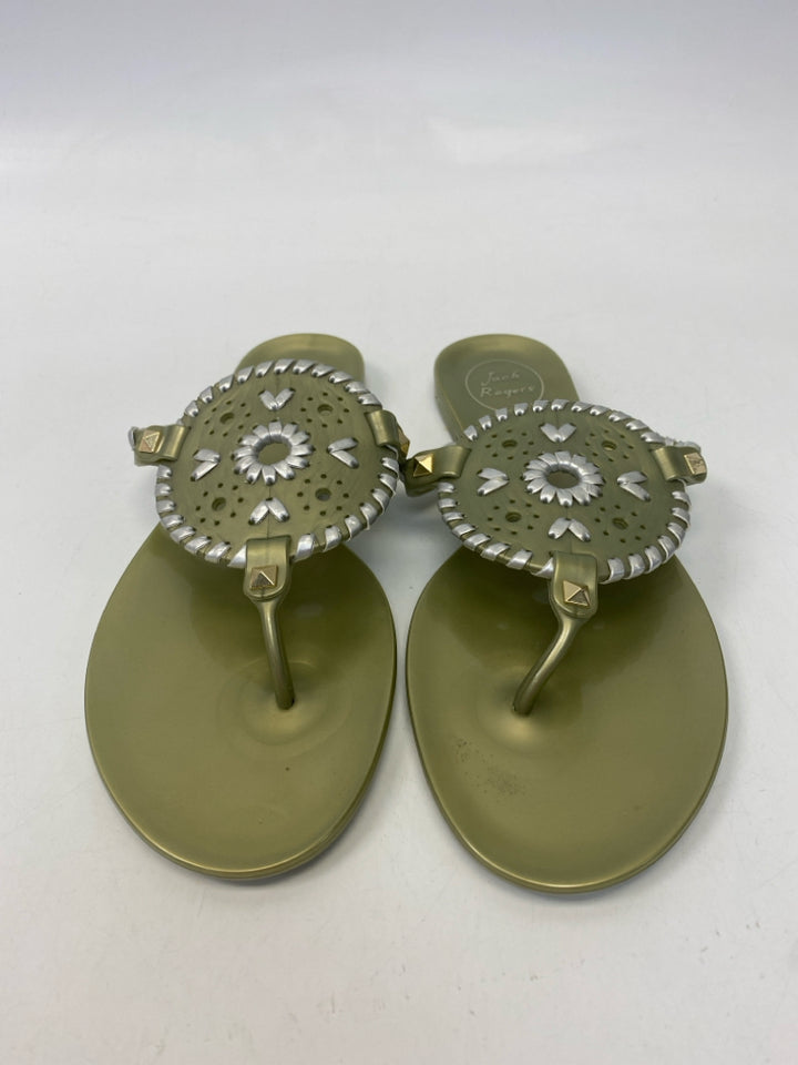 Jack Rogers  Size 8 Lime Green Silver Sandals