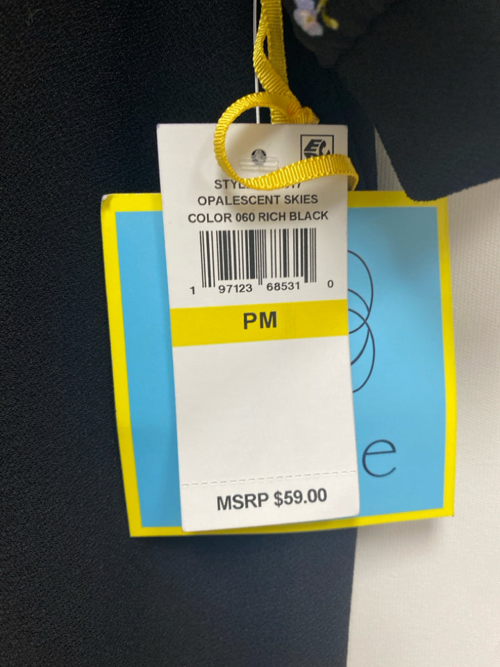 NWT CeCe Size MP Black Petite Top