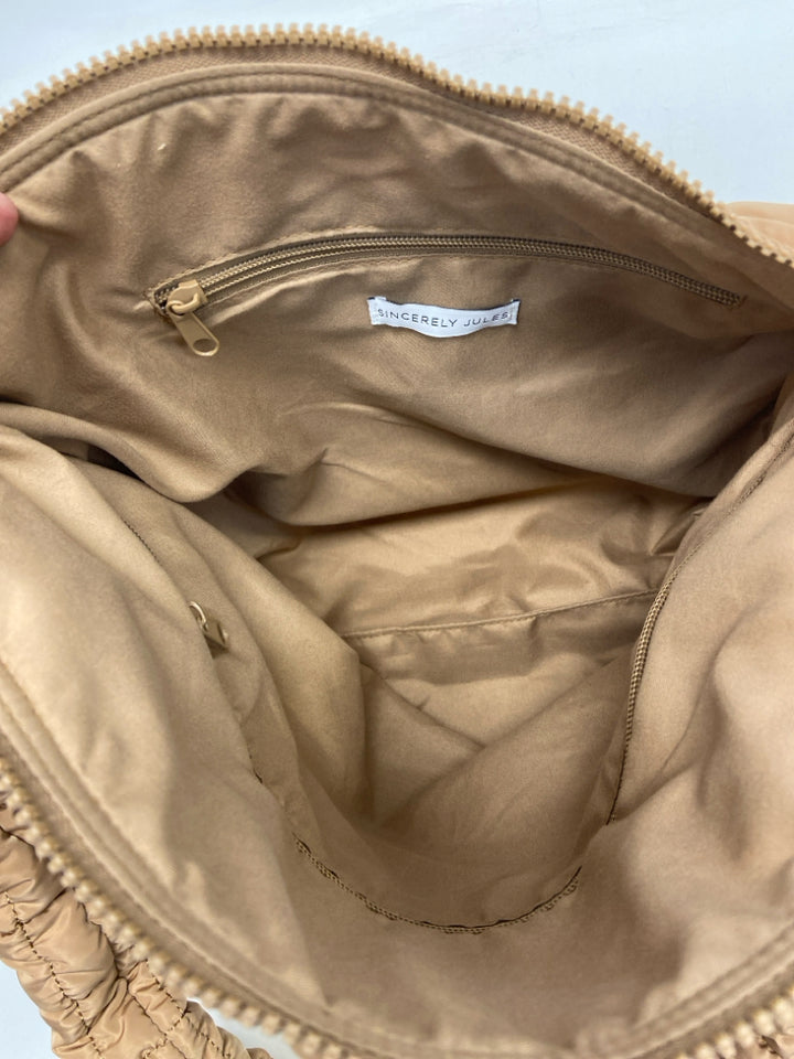 SINCERELY JULES Brown Puffer Nylon Handbag