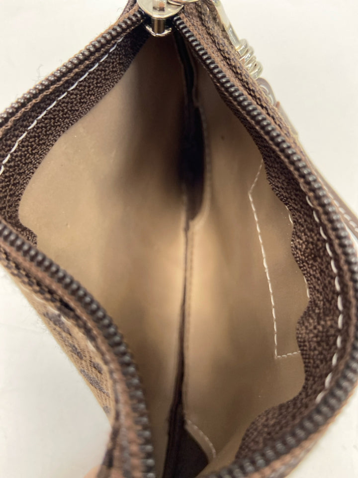 Coach Dark Brown Logo Wristlet