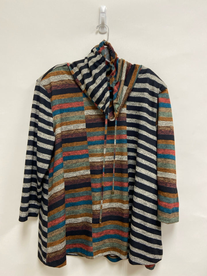 JOHN MARK Size XL Gray/Black Multi Color Striped Ladies Top