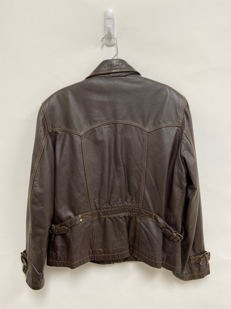 Hard Rock Cafe Size M Brown Vintage Zip Down Leather Ladies Jacket