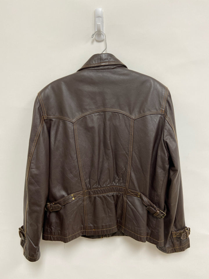Hard Rock Cafe Size M Brown Vintage Zip Down Leather Ladies Jacket