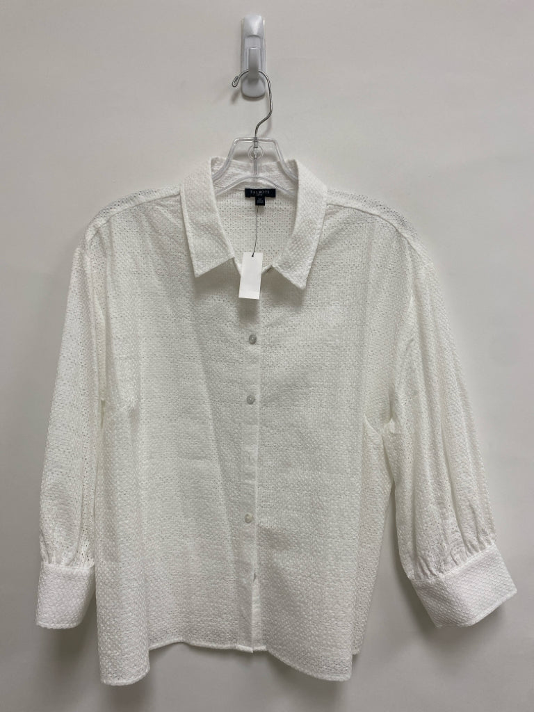 NWT Talbots Size LP White Texture Button Up Petite Top