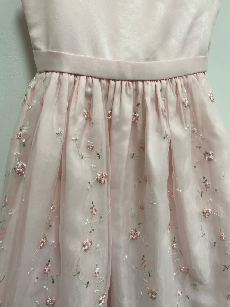 SIZE 10 Pink Flowers Sleeveless Embroidered Girl&
