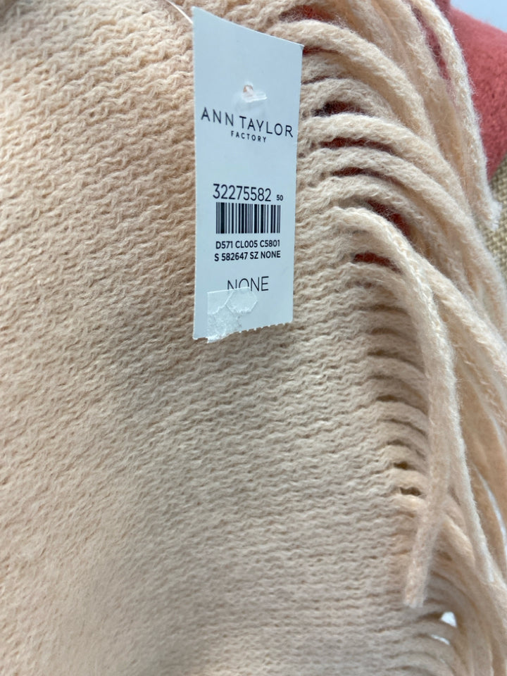 NWT Ann Taylor Dark Coral Peach Fringe Winter Scarf