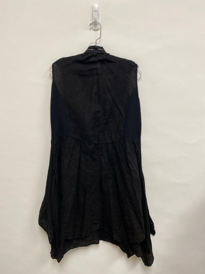Size XL Black Sequins Sleeveless Linen Ladies Dress