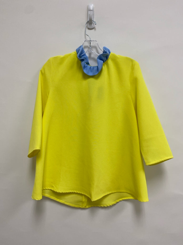 Pomander Place Size XS Yellow Periwinkle Mock Neck Ladies Top