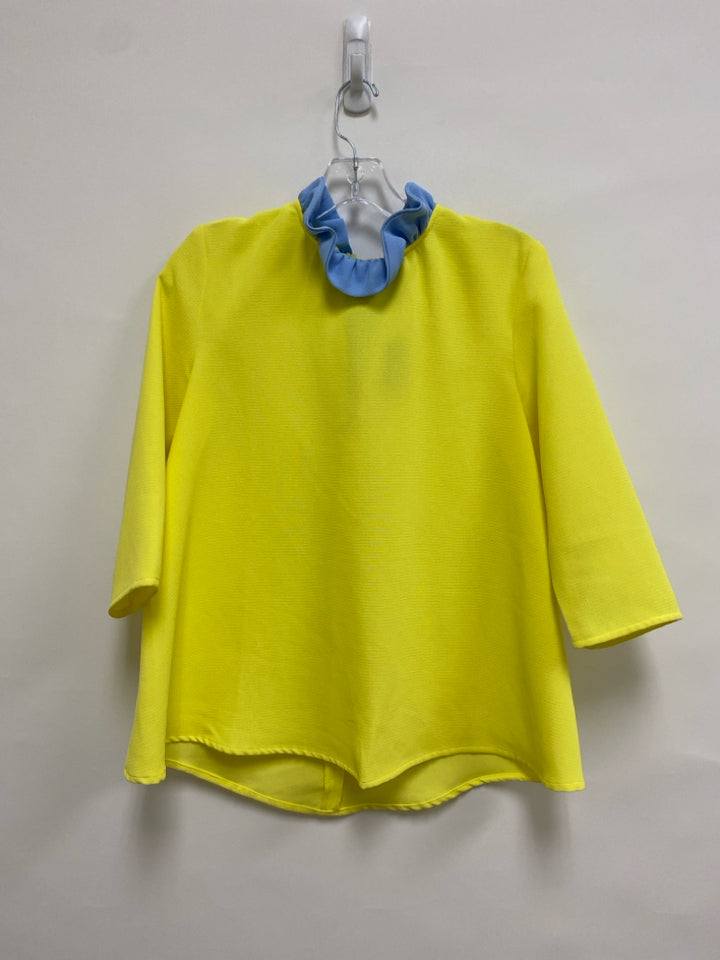 Pomander Place Size XS Yellow Periwinkle Mock Neck Ladies Top