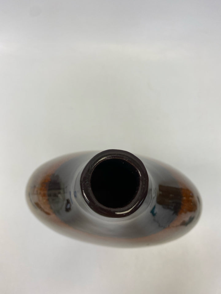 Brown Orange Dimpled Ceramic Vase