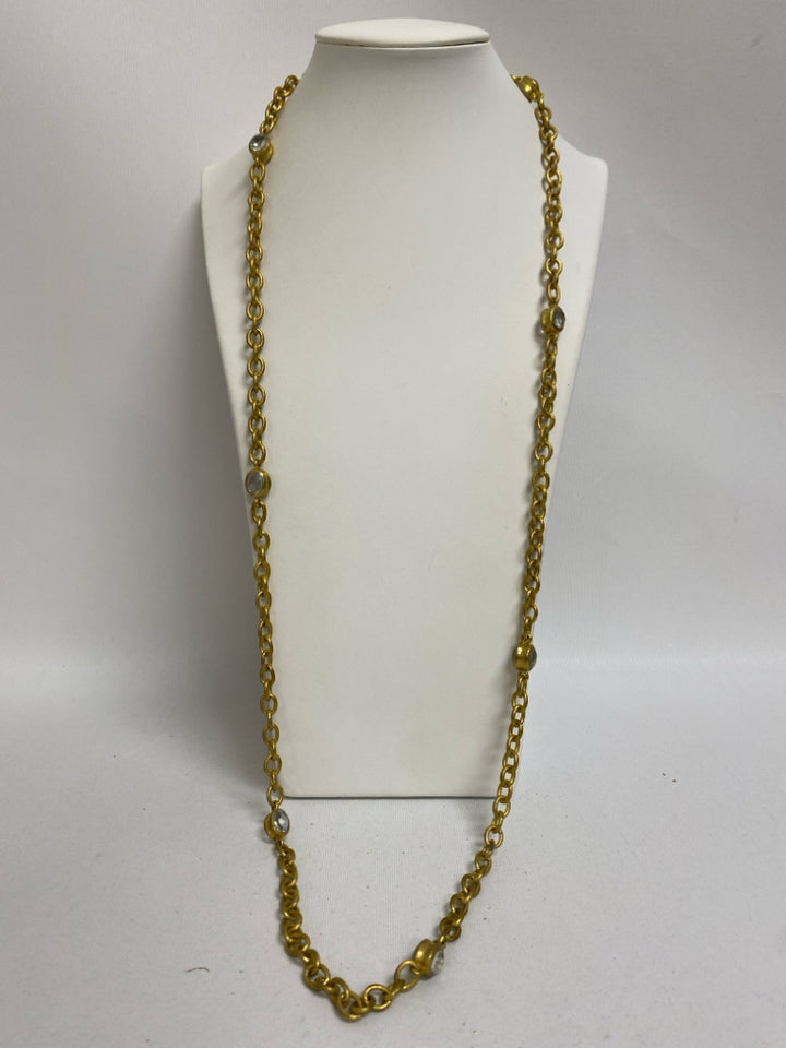 Gold Color Clear Oval(s) Necklace