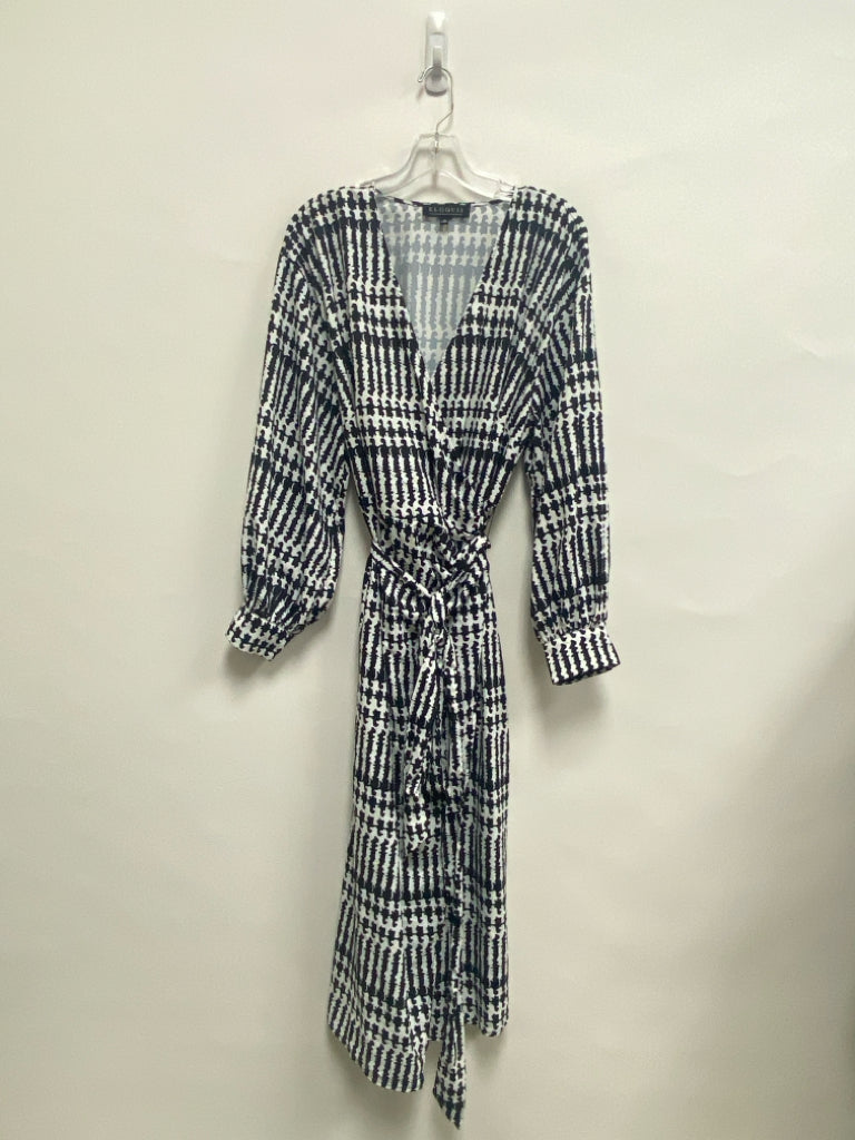 ELOQUII  SIZE  18 White Black Print Wrap Plus Size Dress