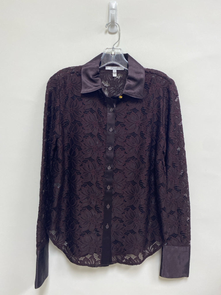 Derek Lam 10 Crosby Size S Dark Brown Lace Button Up Ladies Top
