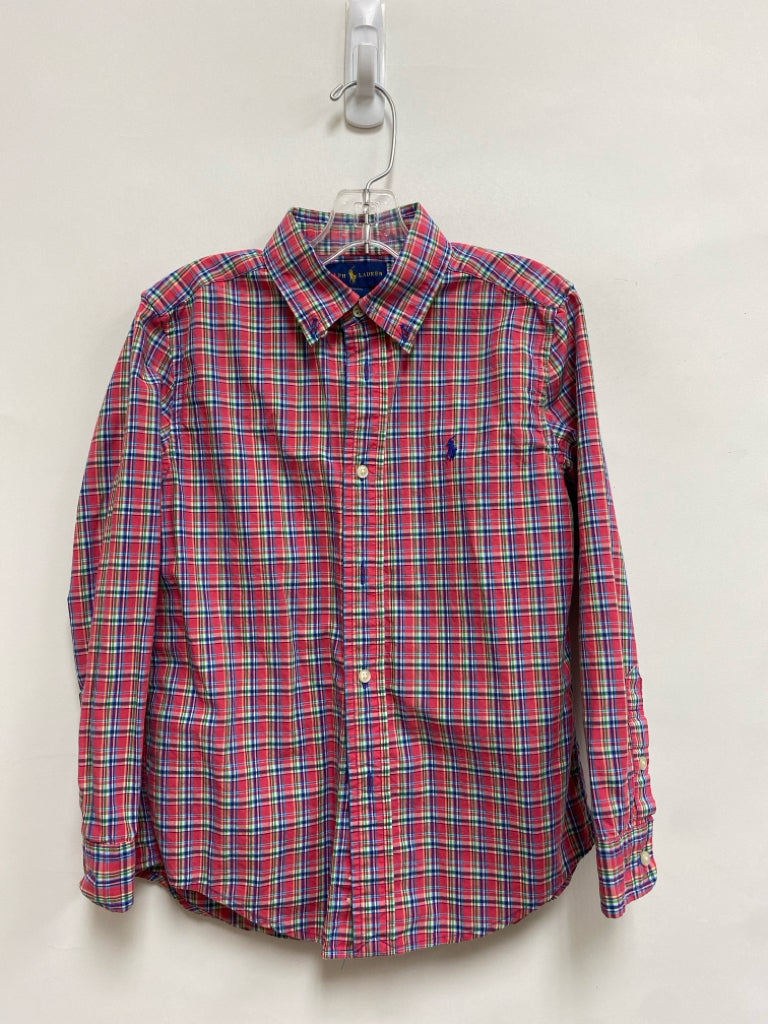 Ralph Lauren SIZE 7 Pink/Green Blue Plaid Long Sleeve Boy&