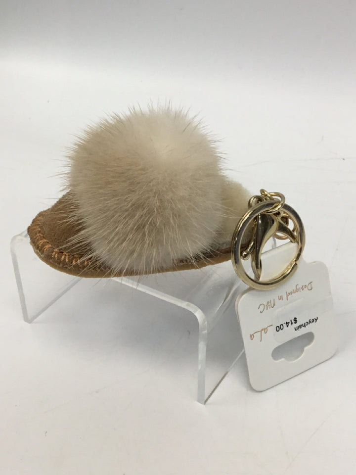 Tan Natural Faux Fur Keychain-Additional Colors
