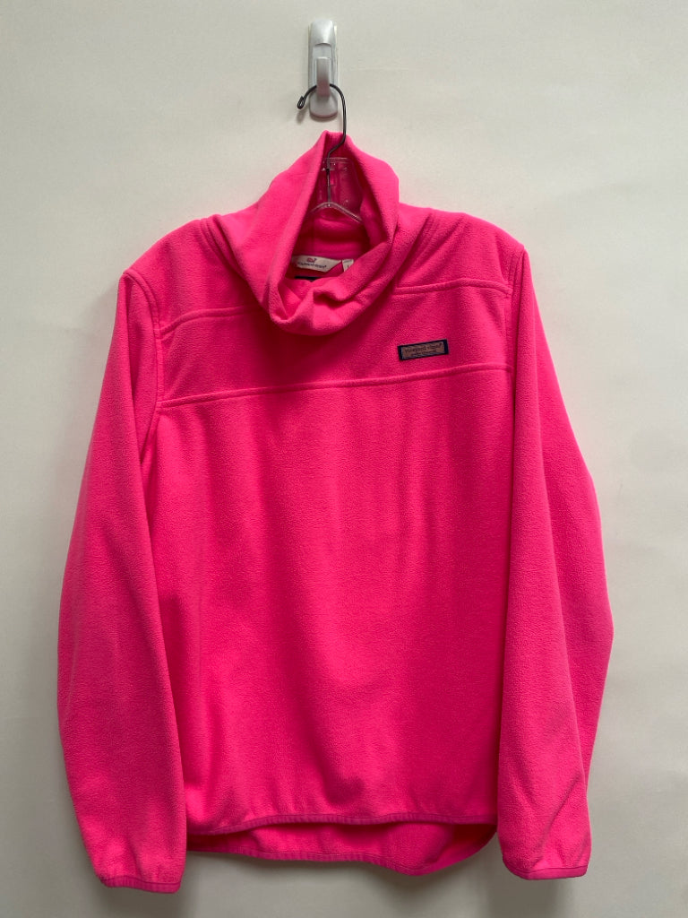 Vineyard Vines Size L Neon Pink Fleece Ladies Pullover