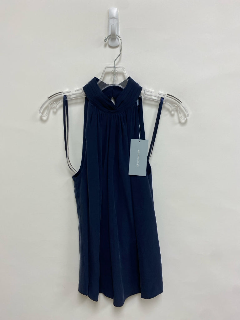NWT Antonio Melani Size XS Navy Halter Silk Ladies Top