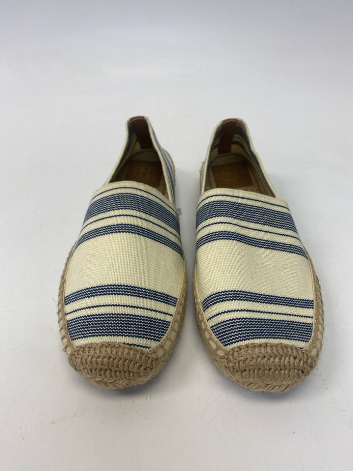 Tory Burch  Size 8.5 Cream Navy Stripe(s) Flats
