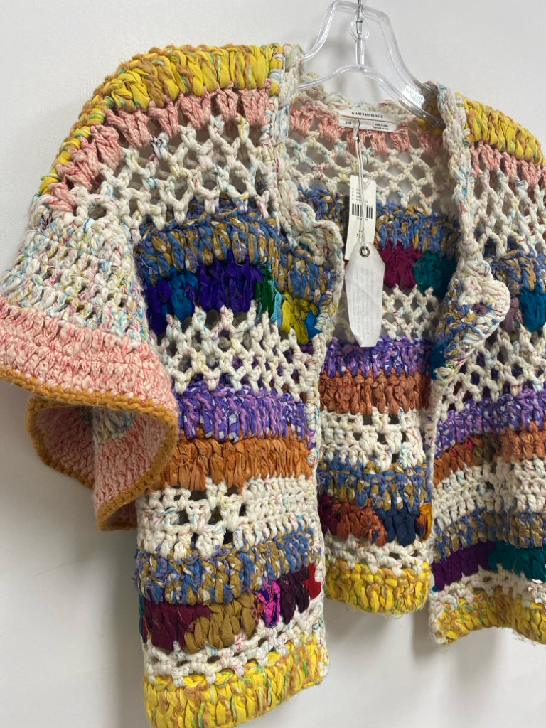 NWT Anthropologie Size XS Multi Color Texture Drape Crochet Ladies Sweater