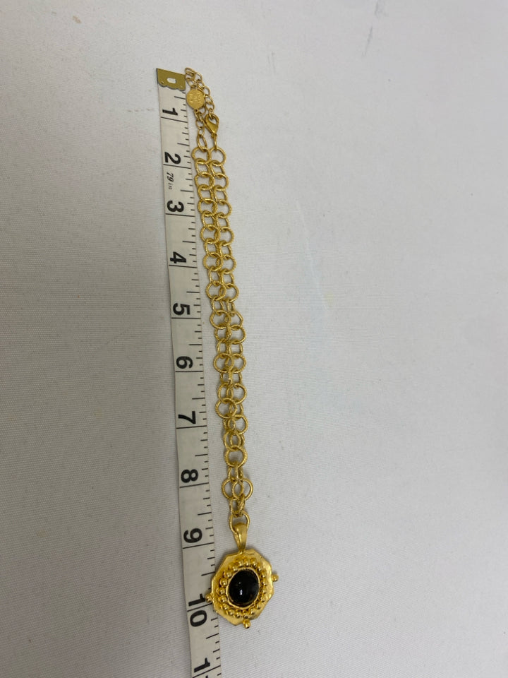 Susan Shaw Gold Color Black Shapes Necklace