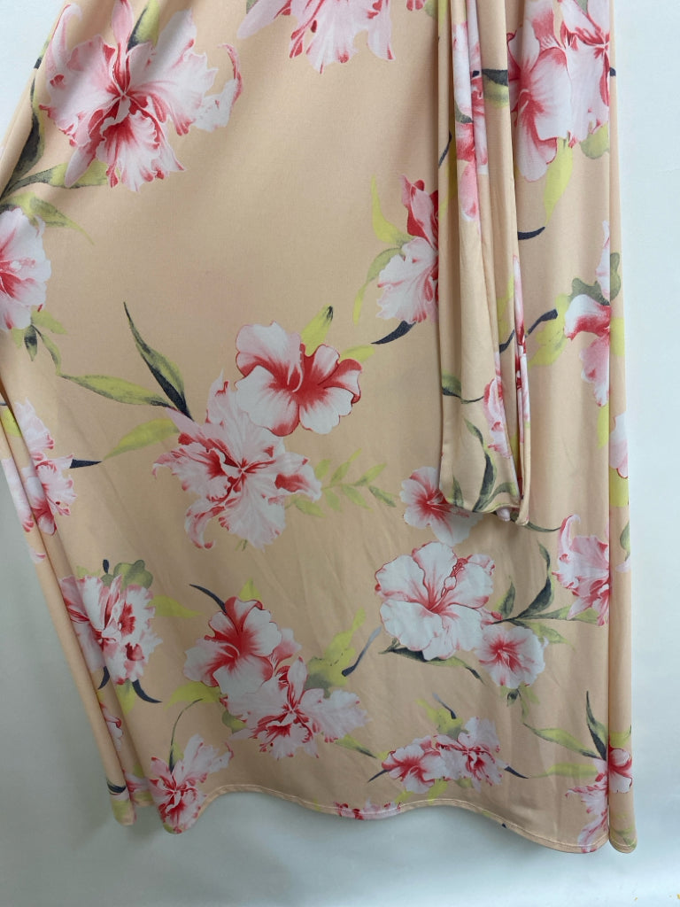 PINK BLUSH Size S Peach White/Coral Flowers Maxi Maternity Dress