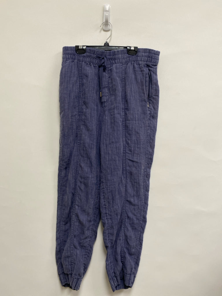 Athleta Size M Slate Blue Streaked Pull-on Linen Ladies Pants