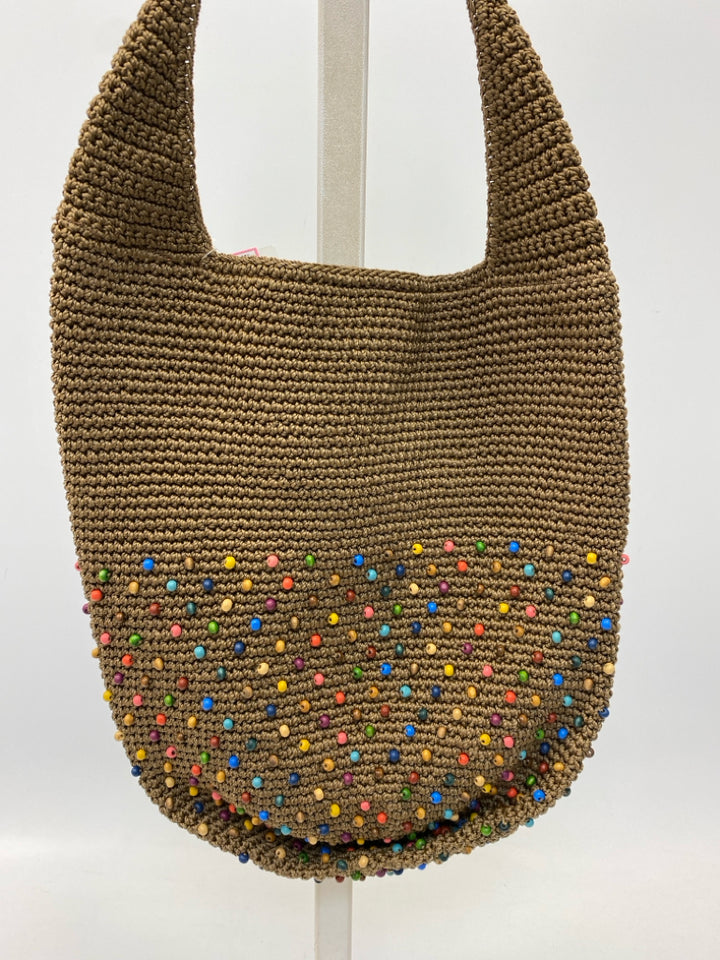 NWT Sak Brown Multi-Color Beaded Crochet Handbag