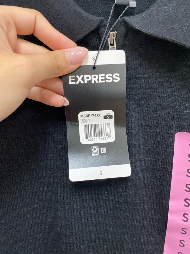 NWT Express Size S Black Quarter Zip Men&