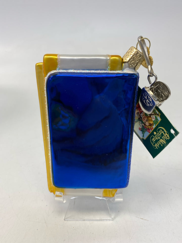 Old World Christmas Blue Gold Glass Ornaments