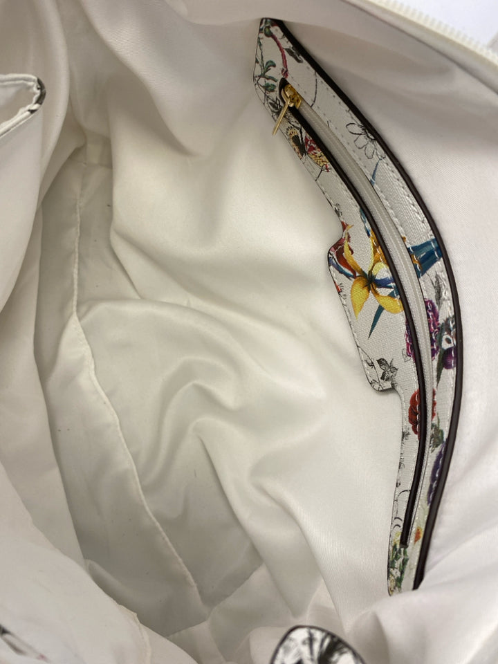 White Multi-Color Flower(s) Handbag