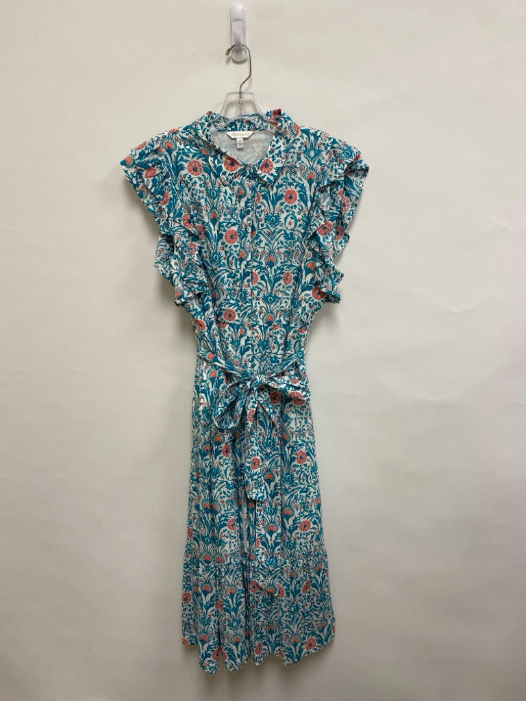 Crown &amp; Ivy Size XL White/Pink Turquoise Ruffles Ladies Dress